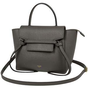 Celine Nano Belt Bag, 2-Way Shoulder/Handbag, Grey Leather, Women's